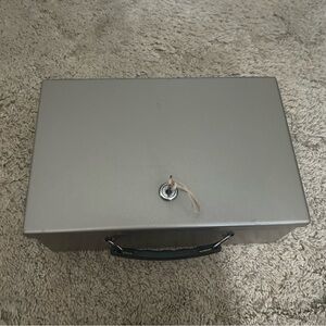 Silver Lockable Metal Box